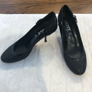 DKNY black glitter pump shoes
